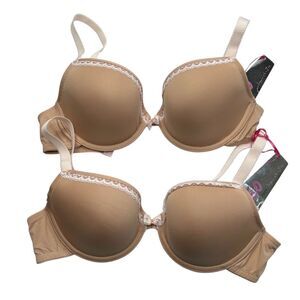 New Panache Jude Tan Molded Cup Bra Bundle Lot 32D Lace Trim